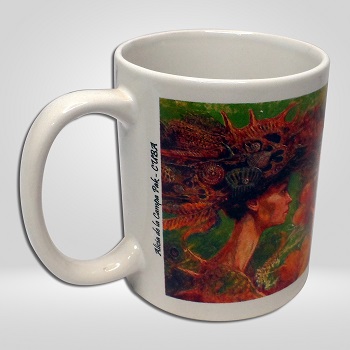 Taza Mug de cerámica, 11 onz con obra de arte sublimada de Alicia de la Campa Pak