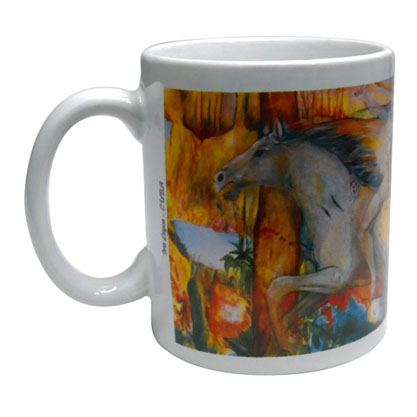 Taza Mug de cerámica, 11 onz con obra de arte sublimada de Iris Leyva
